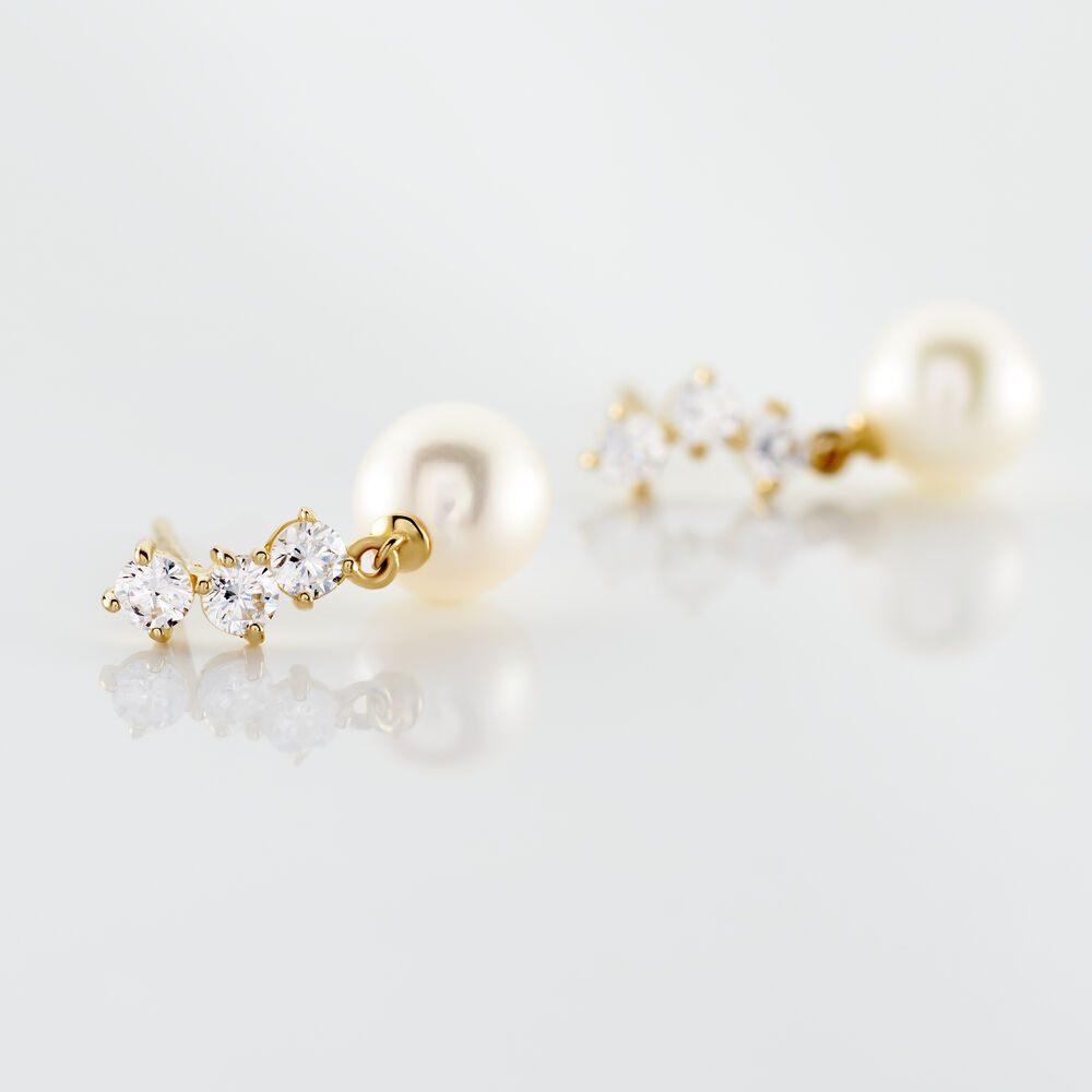 Boucles D'oreilles Argent 925 Et Iolite - Avec Perle De Culture, Modèle ROSEMIMOSA 1727, Neuf Avec étiquette