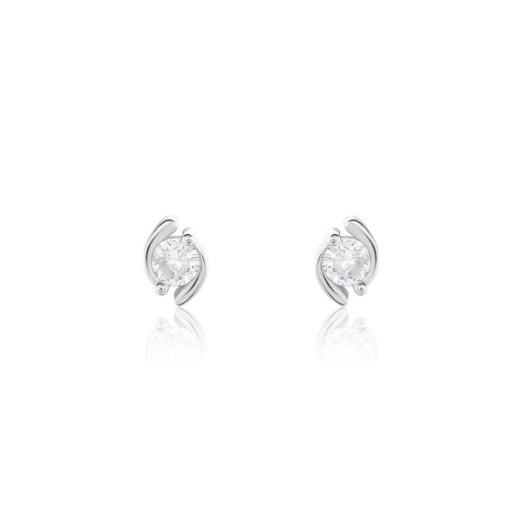Boucles D'oreilles Puces Couteau Argent Blanc Oxyde De Zirconium - Boucles d'oreilles fantaisie Femme | Histoire d’Or