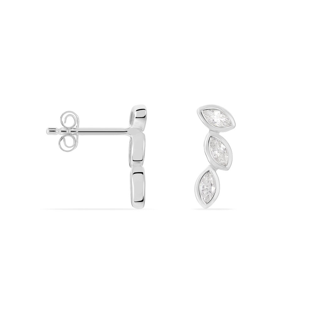 Boucles D'oreilles Grimpantes Elohane Argent Blanc Oxyde De Zirconium - Boucles d'oreilles fantaisie Femme | Histoire d&rsquo;Or