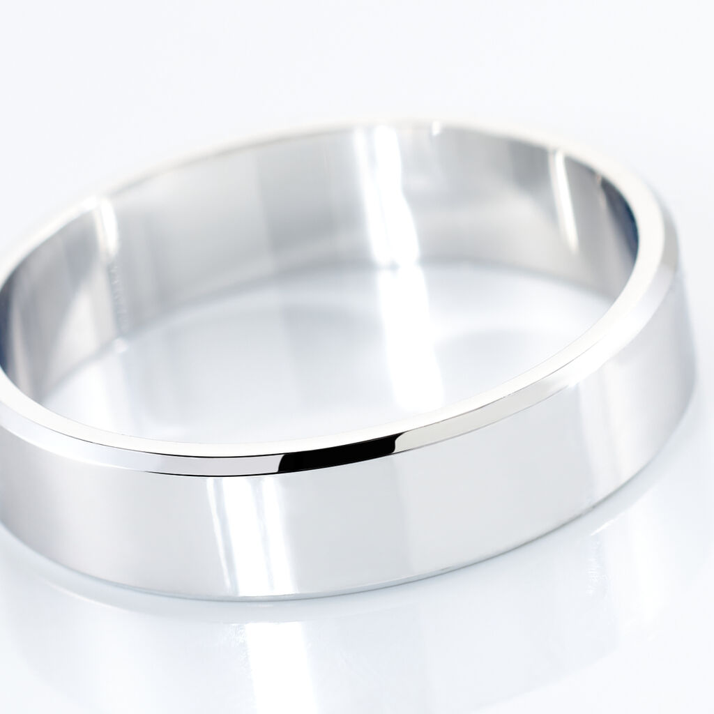 Alliance Inayah Ruban Plat Argent Blanc - Alliances Famille | Histoire d&rsquo;Or