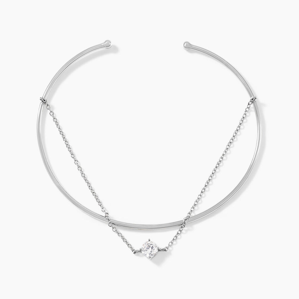 Bracelet Jonc Ruth Argent Blanc Oxyde De Zirconium - Bracelets joncs Femme | Histoire d’Or