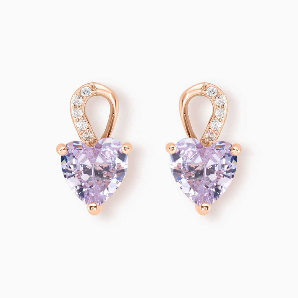Boucles D'oreilles Puces Atieno Argent Rose Oxyde De Zirconium - Boucles d'oreilles fantaisie Femme | Histoire d’Or
