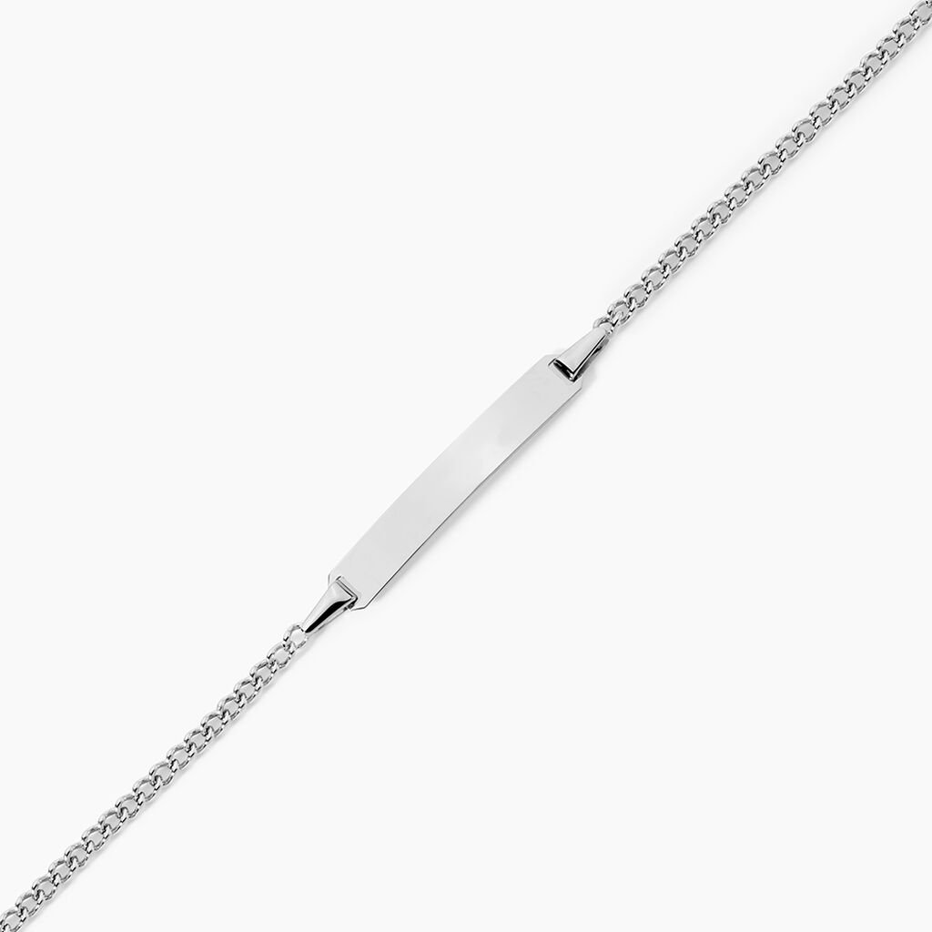 Bracelet Identit&eacute; Etheline Maille Gourmette Or Blanc - Bracelets Communion Enfant | Histoire d&rsquo;Or