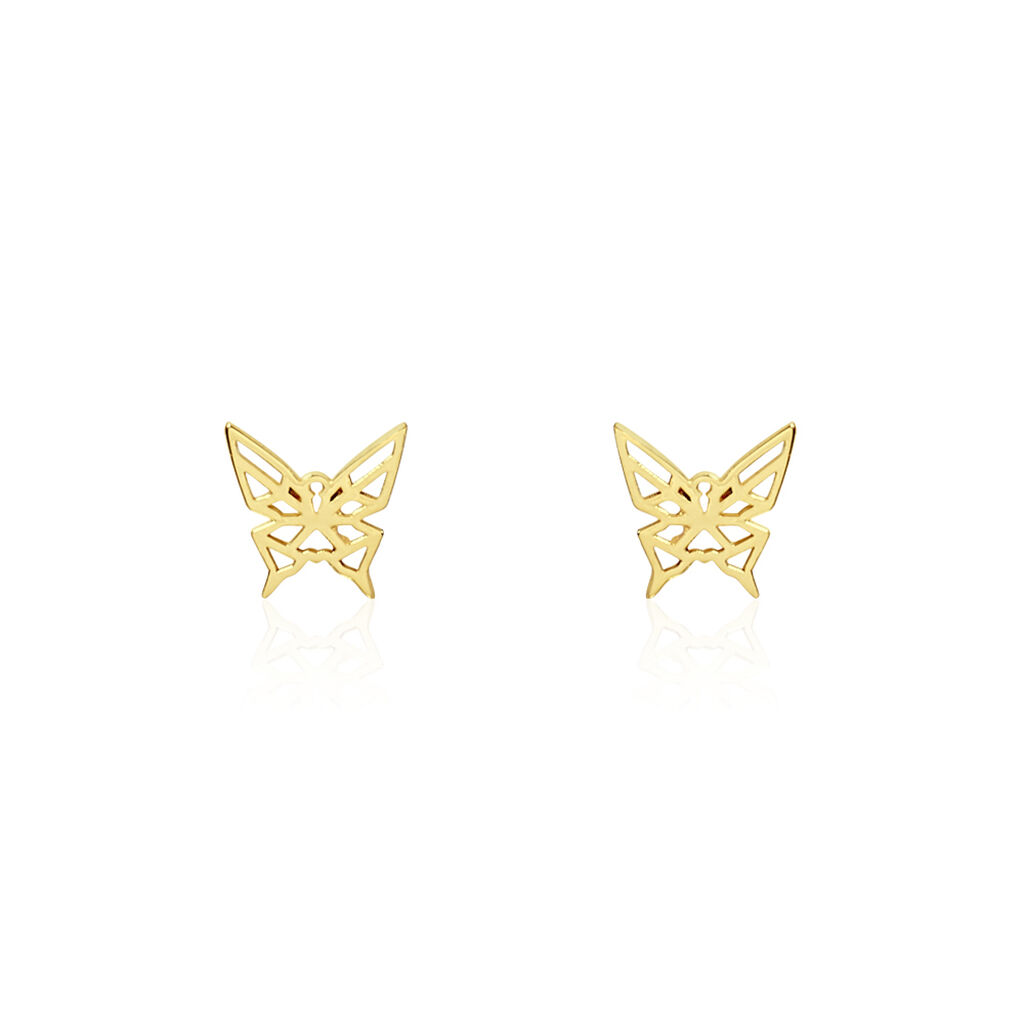 Boucles D'oreilles Puces Bartholomee Papillon Or Jaune - Clous d'oreilles Femme | Histoire d’Or