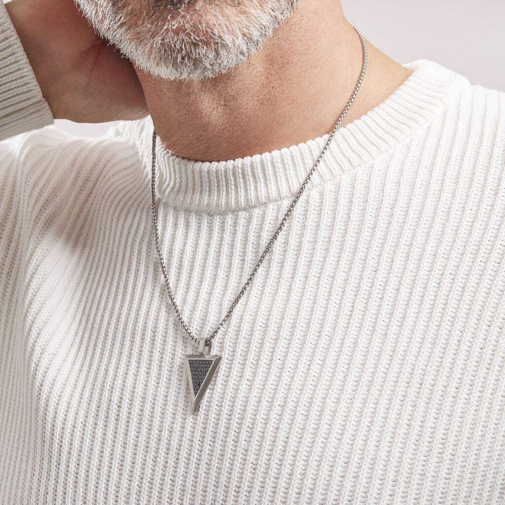 Collier Acier Blanc Stans Oxydes De Zirconium - Colliers fantaisie Homme | Histoire d’Or