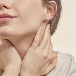 Boucles D'oreilles Puces Stelila Or Blanc Oxyde De Zirconium - Clous d'oreilles Femme | Histoire d&rsquo;Or