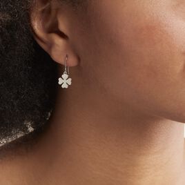 Boucles D'oreilles Pendantes Naomie Argent Blanc - Boucles d'Oreilles Trèfle Femme | Histoire d’Or