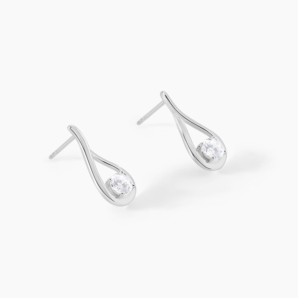 Boucles D'oreilles Pendantes Paloma Argent Blanc Oxyde De Zirconium - Boucles d'oreilles fantaisie Femme | Histoire d&rsquo;Or