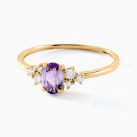 Bague Pansy Or Jaune Améthyste Oxyde De Zirconium