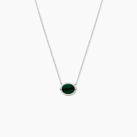 Collier Margot Argent Blanc Malachite Oxyde De Zirconium -  Femme | Histoire d&rsquo;Or