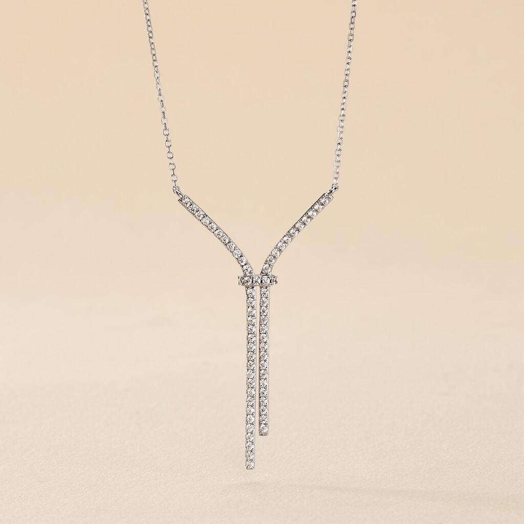 Collier Or Blanc Gwalduz Oxydes De Zirconium - Colliers Femme | Histoire d&rsquo;Or