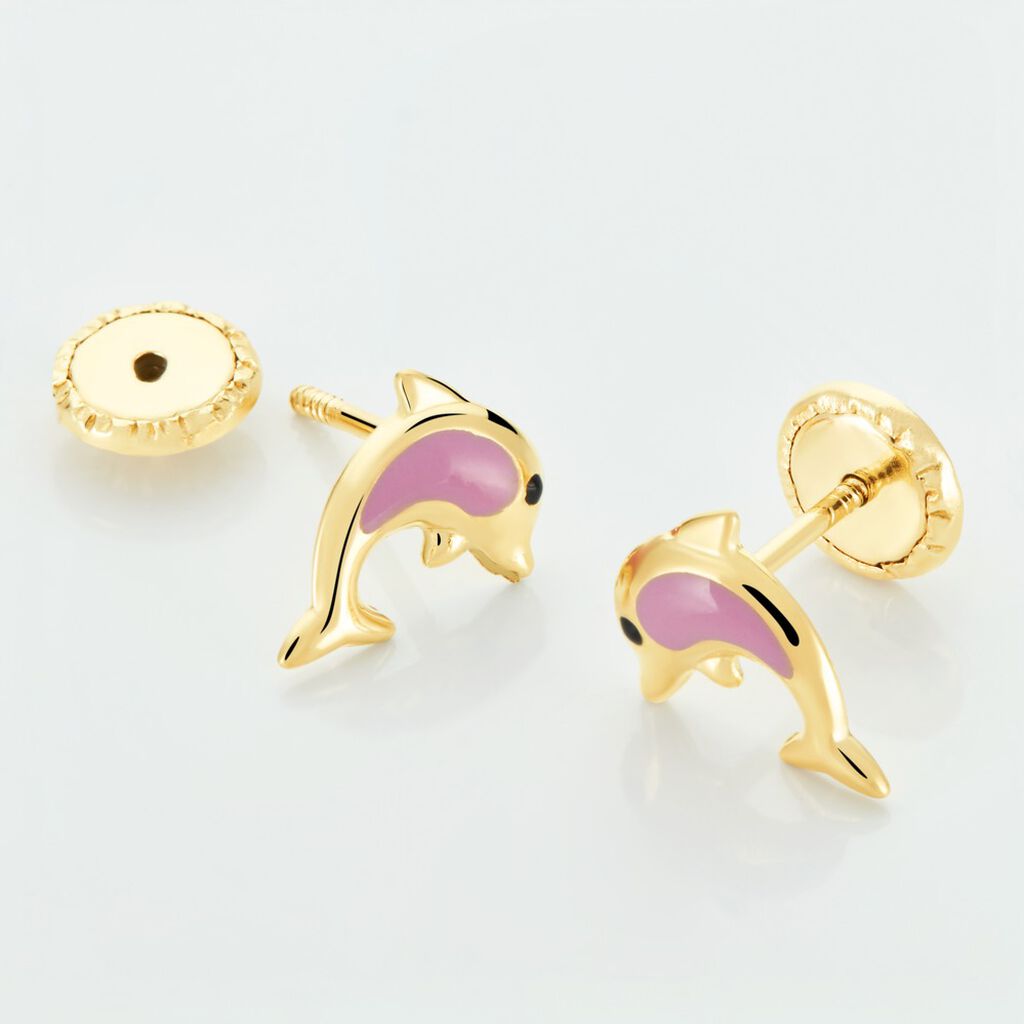 Boucles D'oreilles Puces Or Jaune Mael Smalto - Clous d'oreilles Enfant | Histoire d&rsquo;Or