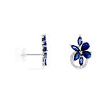 Boucles D'oreilles Puces Bouquet Or Blanc Saphir Et Diamant - Clous d'oreilles Femme | Histoire d&rsquo;Or