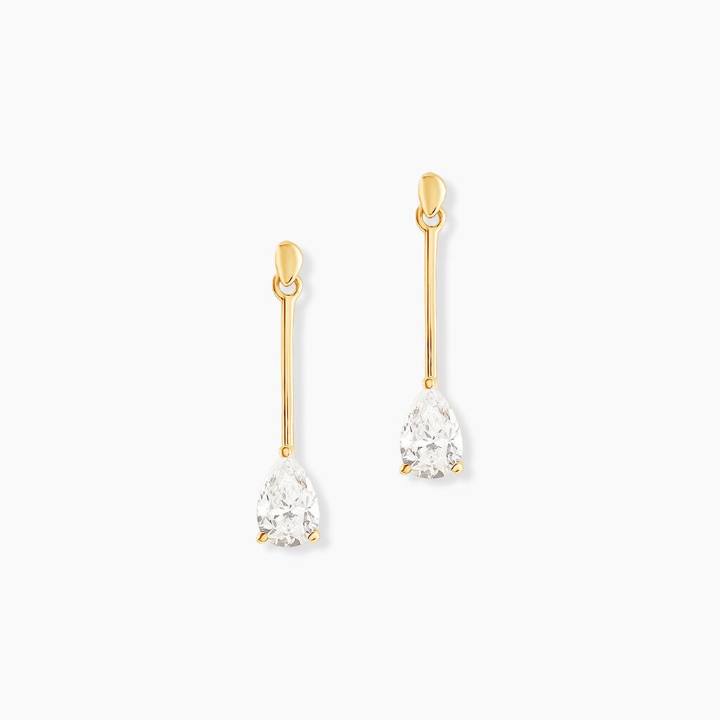 Boucles D'oreilles Pendantes Goutte Or Jaune Oxyde De Zirconium - Boucles d'oreilles pendantes Femme | Histoire d’Or
