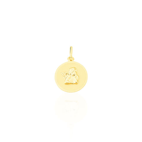 Pendentif Ange Rond Satine Or Jaune - Pendentifs Baptême Famille | Histoire d’Or