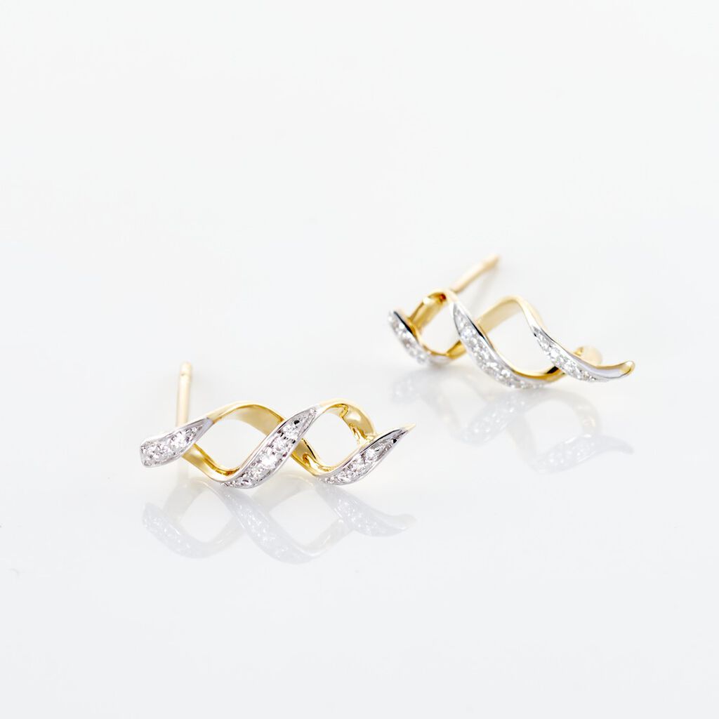 Boucles D'oreilles Or Jaune Serj Oxydes De Zirconium - Boucles d'oreilles pendantes Femme | Histoire d’Or