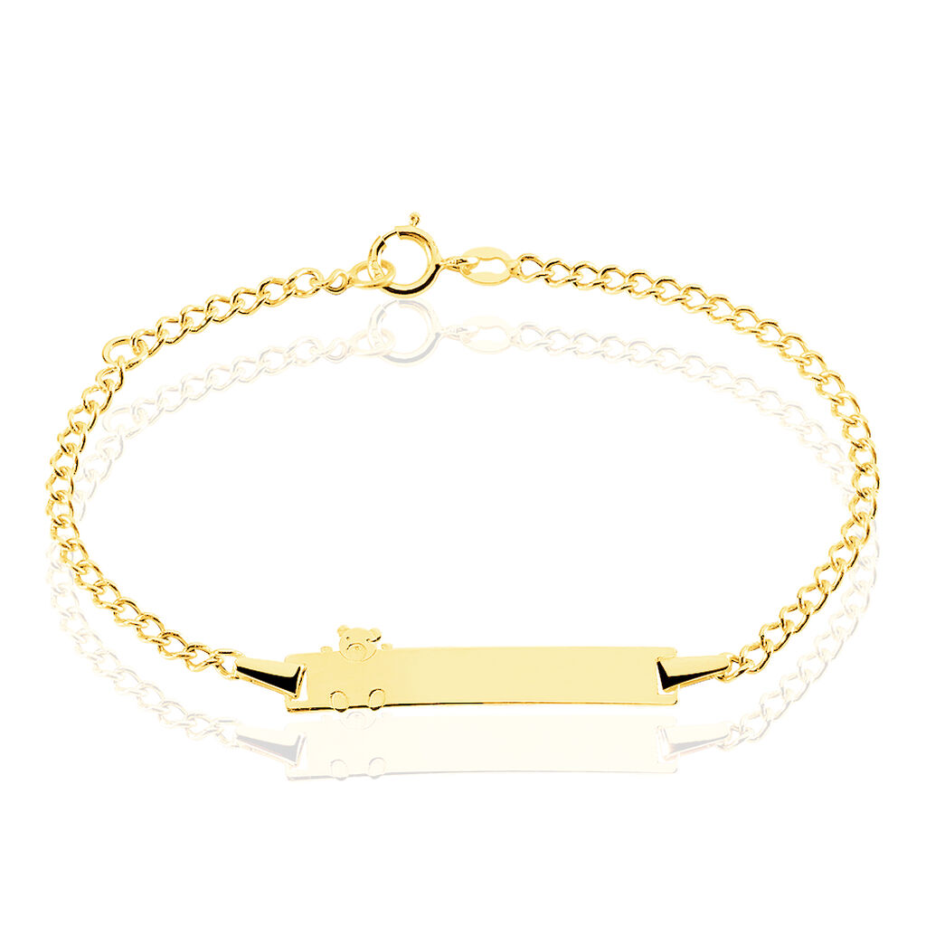 Bracelets Communion Ourson Or Gourmette Sans Pierre Jaune 375 1000 14cm iejw Histoire D Or
