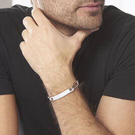 Bracelet Identité Vila Maille Alternee 1/2 Argent Blanc - Gourmettes Homme | Histoire d’Or