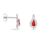 Boucles D'oreilles Puces Angelika Or Blanc Rubis Et Diamant - Clous d'oreilles Femme | Histoire d&rsquo;Or