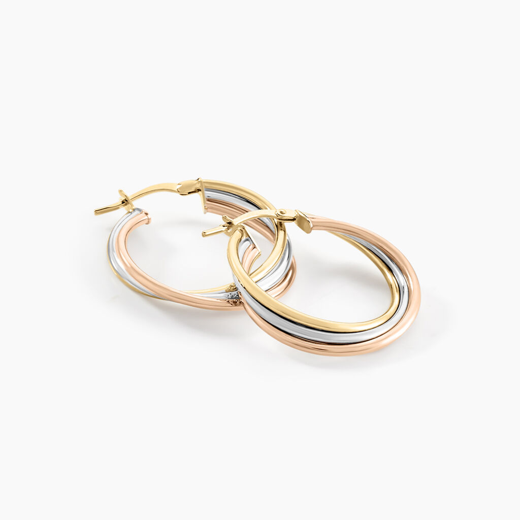 Cr&eacute;oles Tanya Or Tricolore - Boucles d'oreilles cr&eacute;oles Femme | Histoire d&rsquo;Or
