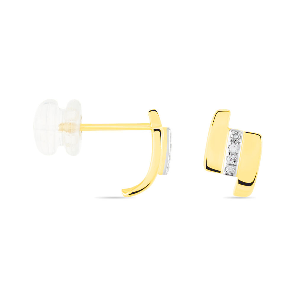 Boucles D'oreilles Puces Dolene Or Jaune Diamant - Clous d'oreilles Femme | Histoire d’Or