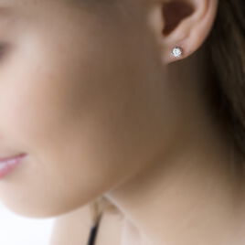 Boucles D'oreilles Puces Clavie Or Blanc Diamant - Clous d'oreilles Femme | Histoire d’Or