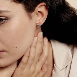 Boucles D'oreilles Puces Fidelia Boule Or Blanc - Clous d'oreilles Femme | Histoire d’Or