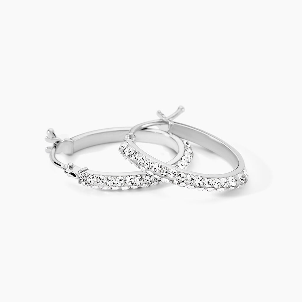 Cr&eacute;oles Sandrine Or Blanc Strass - Boucles d'oreilles cr&eacute;oles Femme | Histoire d&rsquo;Or