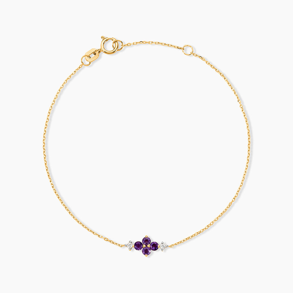 Bracelet Everett Or Jaune Am&eacute;thyste Oxyde De Zirconium - Bracelets Femme | Histoire d&rsquo;Or