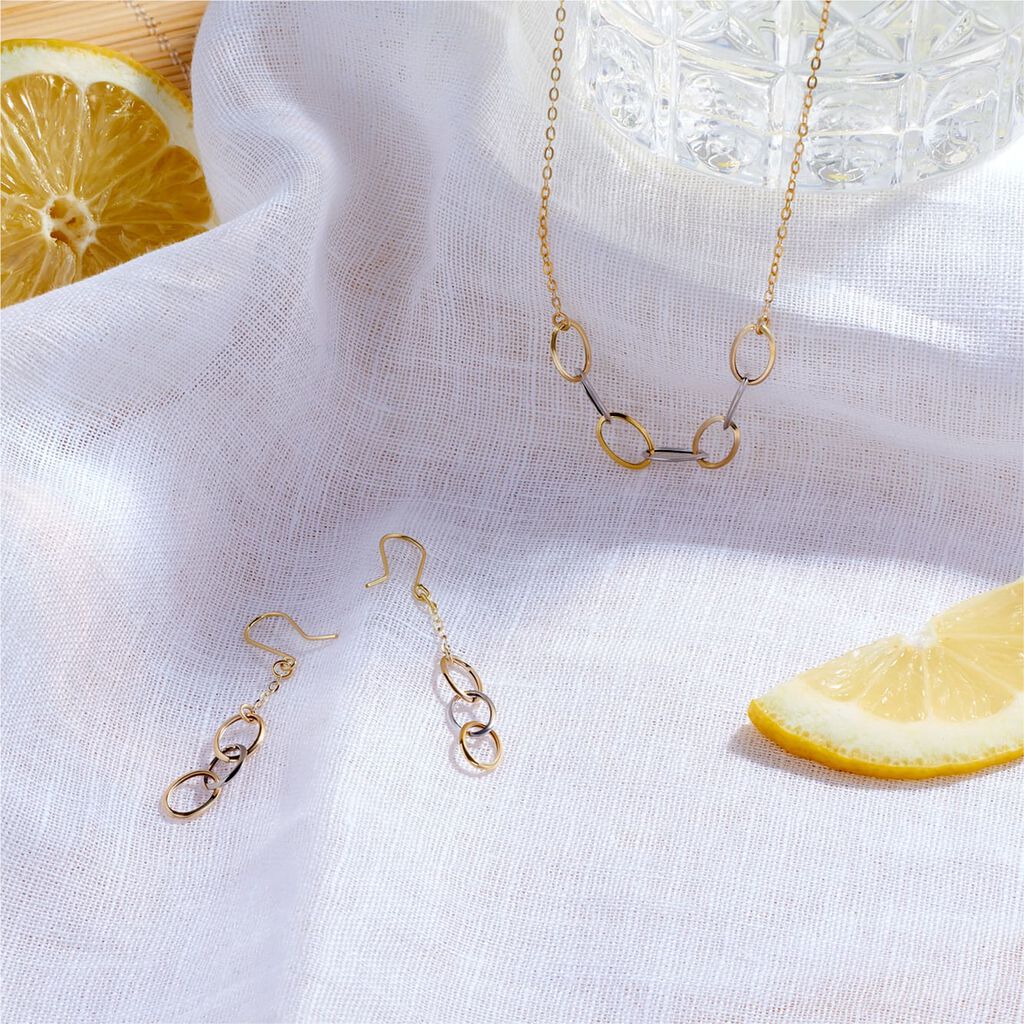 Boucles D'oreilles Pendantes Lucette Or Bicolore - Boucles d'oreilles pendantes Femme | Histoire d&rsquo;Or
