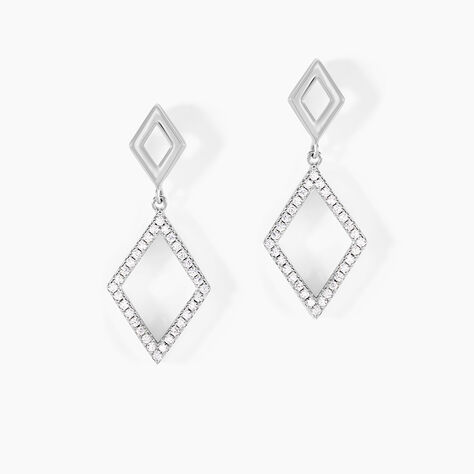 Boucles D'oreilles Pendantes Sounia Argent Blanc Oxyde De Zirconium - Nouveautés Femme | Histoire d’Or