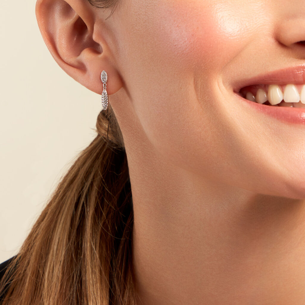 Boucles D'oreilles Pendantes Tiwa Argent Blanc Oxyde De Zirconium - Boucles d'oreilles fantaisie Femme | Histoire d’Or