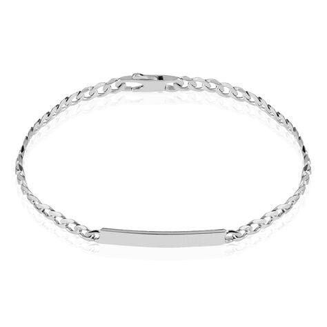 Bracelet Identit&eacute; Casper Argent Blanc - Gourmettes Femme | Histoire d&rsquo;Or