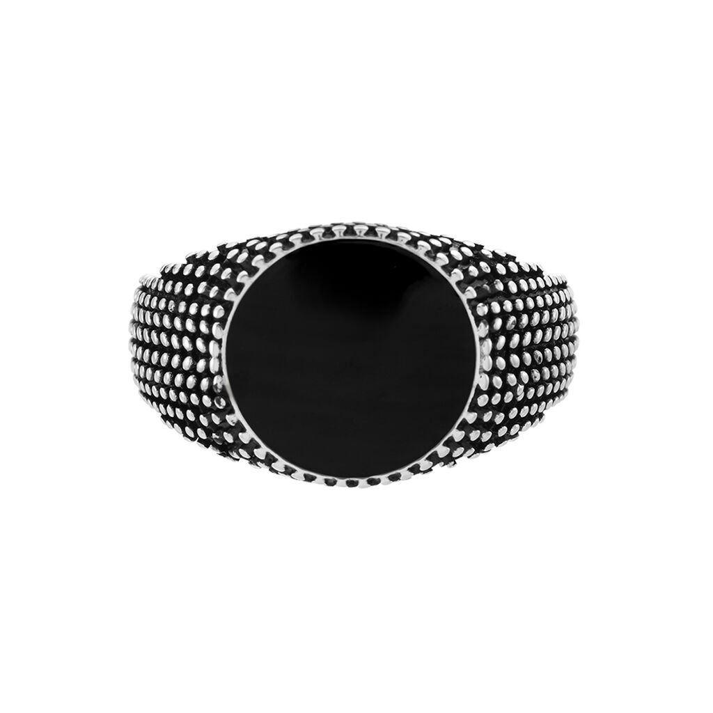 Bague Argent Blanc Tom Email Noir - Bagues Homme | Histoire d’Or