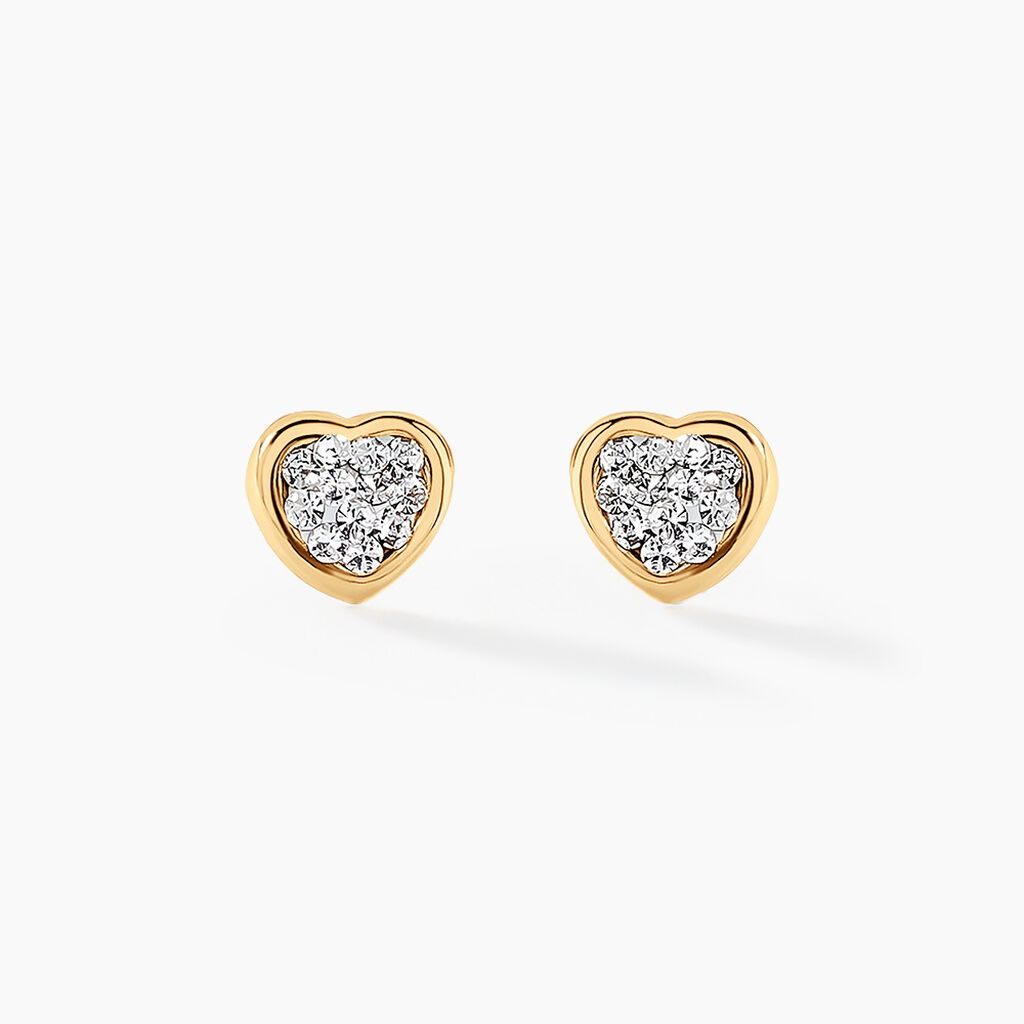 Boucles D'oreilles Puces Latanya Or Jaune Strass - Clous d'oreilles Enfant | Histoire d’Or