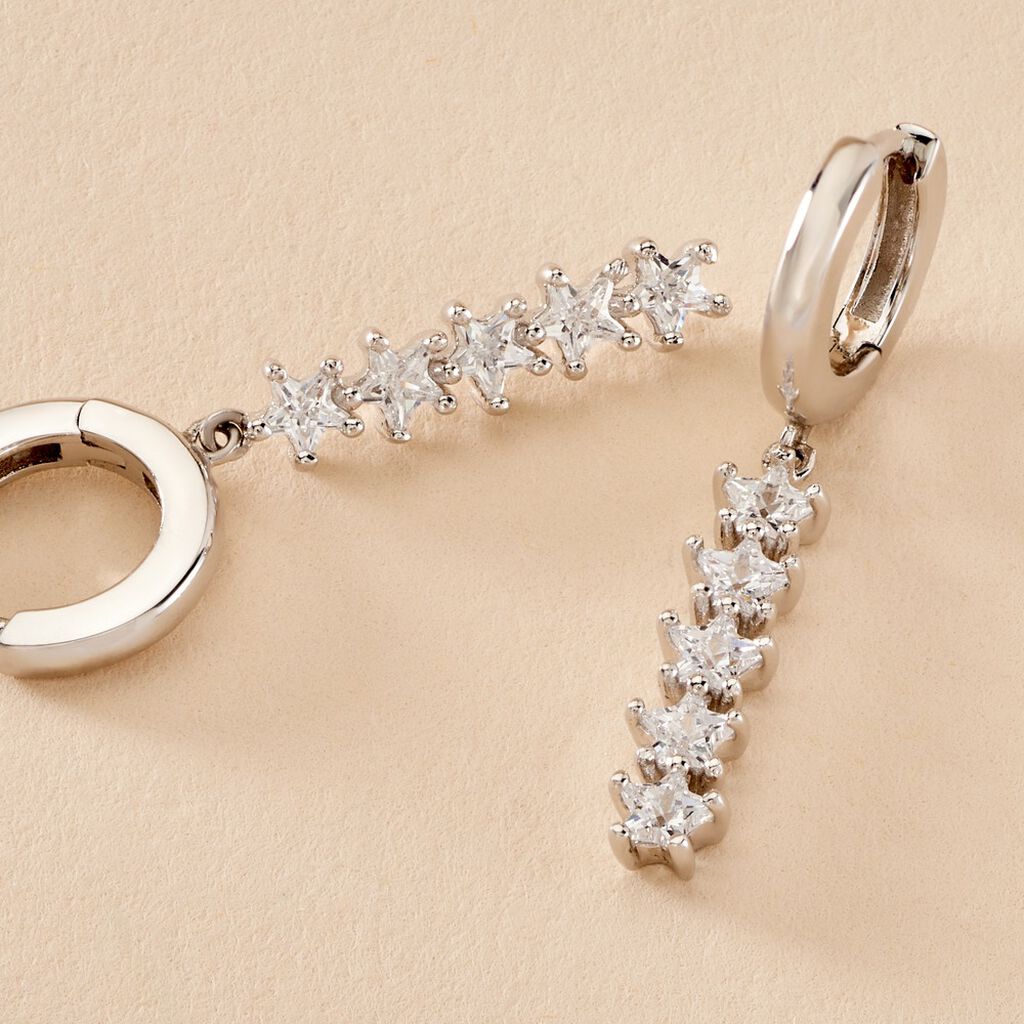 Créoles Teris Argent Blanc Oxyde De Zirconium - Boucles d'oreilles créoles Femme | Histoire d’Or