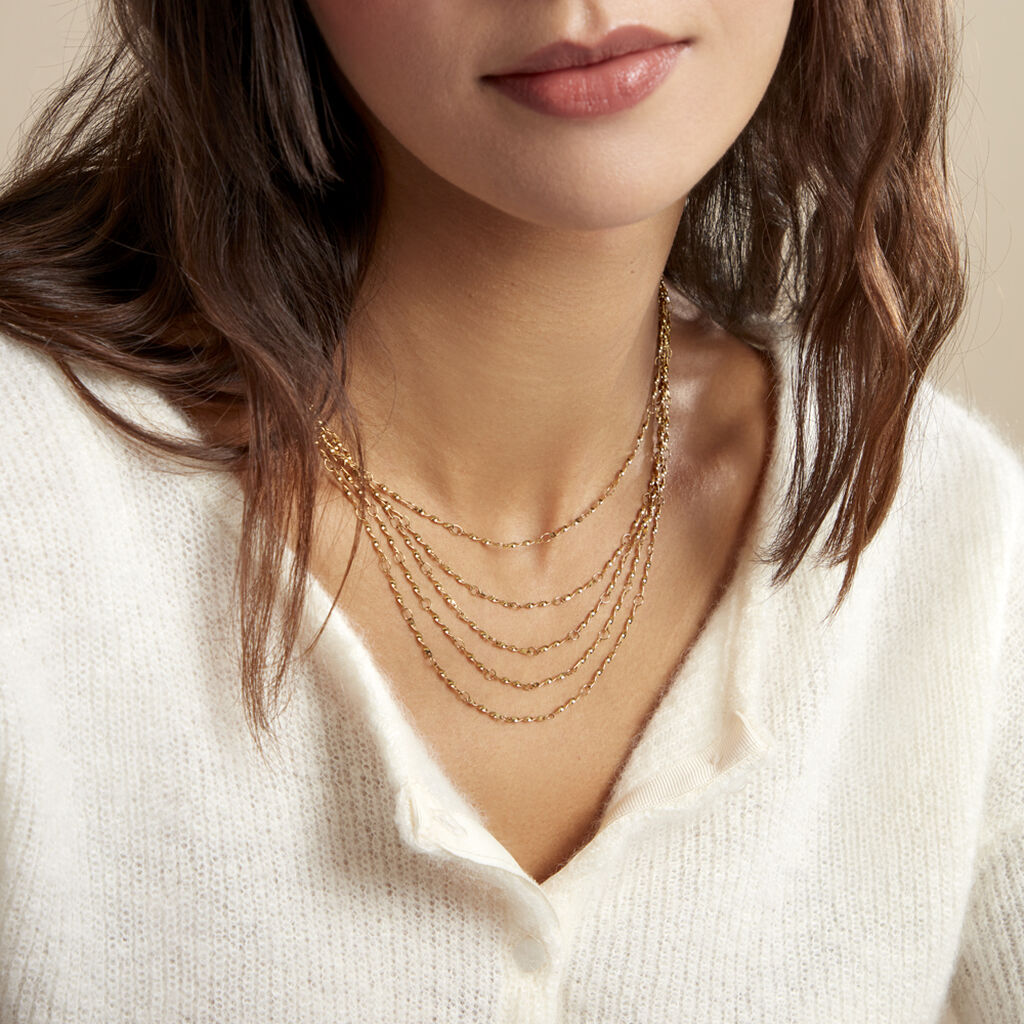 Collier Golden Liana Acier Jaune - Colliers fantaisie Femme | Histoire d’Or