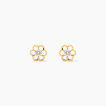 Boucles D'Oreilles Puces Philine Argent Dor&eacute; A L'Or 750/1000 Oxyde De Zirconium - Boucles d'oreilles fantaisie Enfant | Histoire d&rsquo;Or