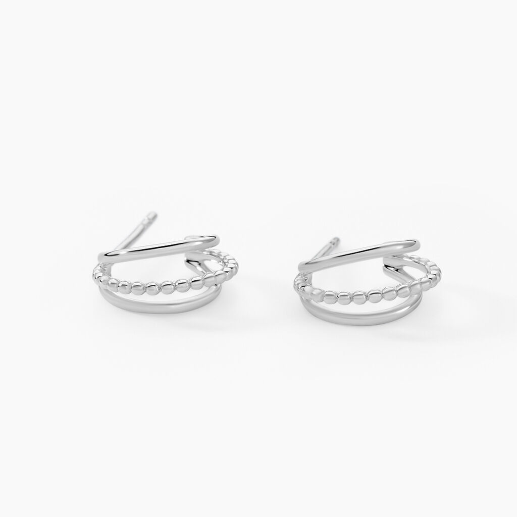 Créoles Louisette Argent Blanc - Boucles d'oreilles créoles Femme | Histoire d’Or