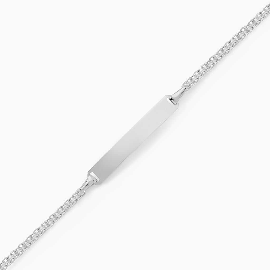 Bracelet Identit&eacute; Euphenia Maille Bismark Or Blanc - Bracelets Communion Enfant | Histoire d&rsquo;Or