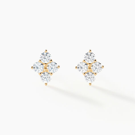 Boucles D'oreilles Puces Margh Or Jaune Oxyde De Zirconium - Clous d'oreilles Femme | Histoire d&rsquo;Or
