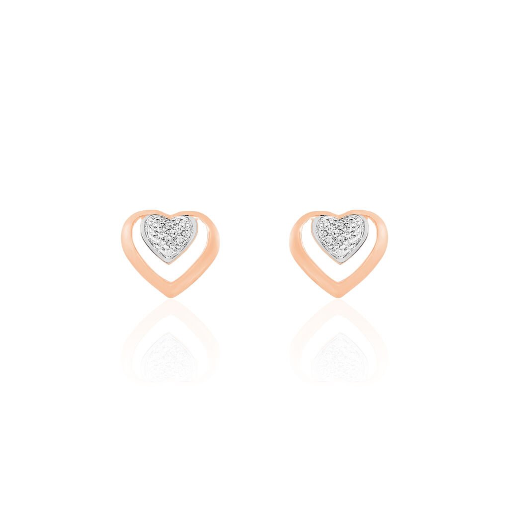 Boucles D'oreilles Puces Liana Or Rose Diamant - Clous d'oreilles Femme | Histoire d’Or