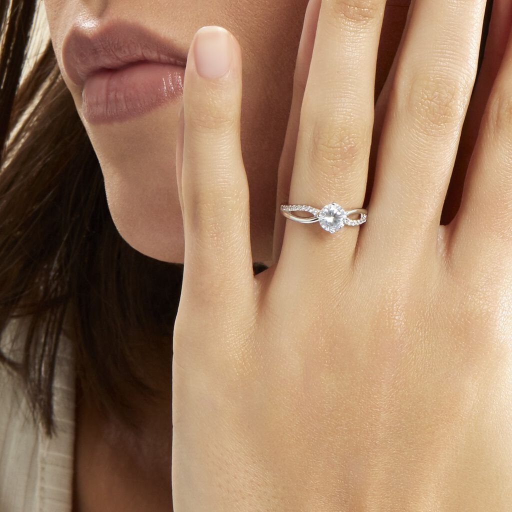 Bague Solitaire Essie Argent Blanc Oxyde De Zirconium - Bagues solitaires Femme | Histoire d’Or