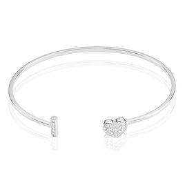 Bracelet Jonc Tiama Argent Blanc Oxyde De Zirconium - Bracelets Coeur Femme | Histoire d’Or