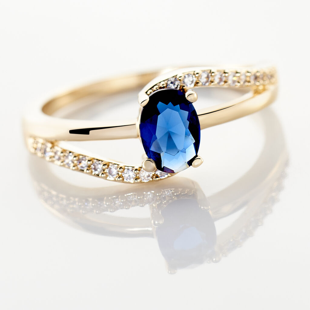 Bague Tyana Plaqué Or Jaune Pierre De Synthese Et Oxyde De Zirconium - Bagues solitaires Femme | Histoire d’Or