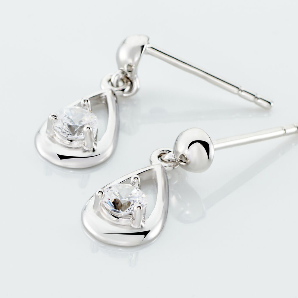 Boucles D'oreilles Puces Bethilda Argent Blanc Oxyde De Zirconium - Boucles d'oreilles fantaisie Femme | Histoire d&rsquo;Or