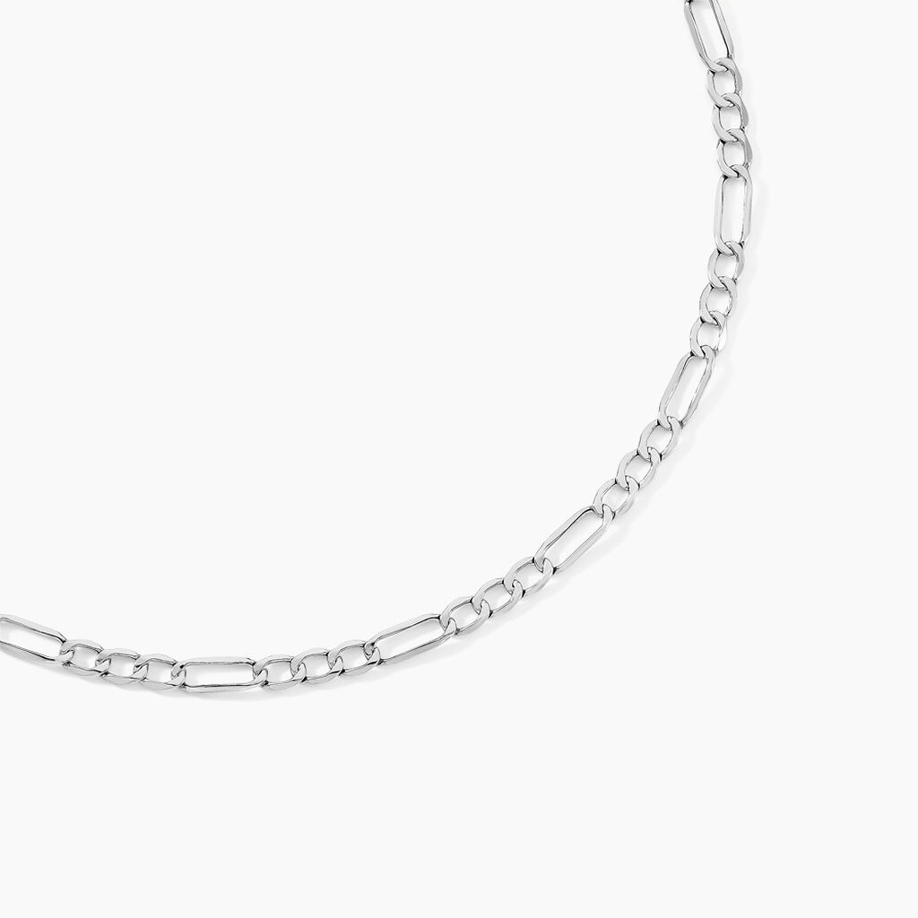 Collier Or Blanc Maille Altern&eacute;e 1/3 - Chaines Homme | Histoire d&rsquo;Or