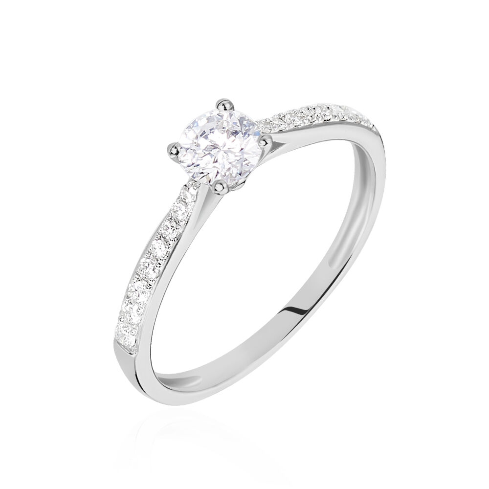 Bagues solitaires Or Diamant Ronde 4 griffes Blanc 750 1000
