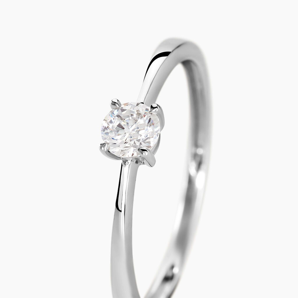 Bague Solitaire Abriel Or Blanc Oxyde De Zirconium - Bagues solitaires Femme | Histoire d&rsquo;Or