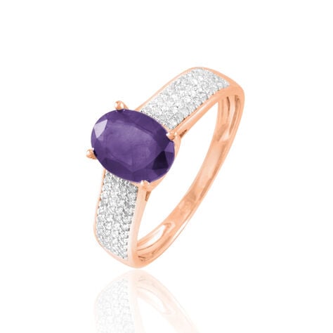 Bague Crista Or Rose Amethyste Et Diamant - Bagues solitaires Femme | Histoire d&rsquo;Or